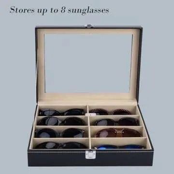AUTOARK Leather 8 Piece Eyeglasses Storage and Sunglass Glasses Display Case Organizer,Black,AW-022