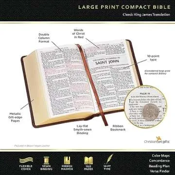 KJV Holy Bible, Compact Large Print Faux Leather Red Letter Edition - Ribbon Marker, King James Version, Saddle Tan (KJV Compact LP Editions)