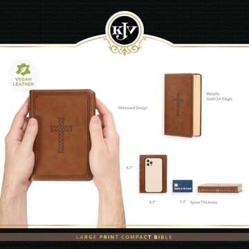 KJV Holy Bible, Compact Large Print Faux Leather Red Letter Edition - Ribbon Marker, King James Version, Saddle Tan (KJV Compact LP Editions)
