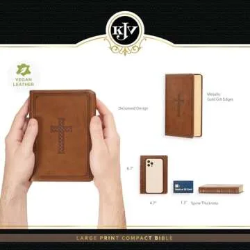 KJV Holy Bible, Compact Large Print Faux Leather Red Letter Edition - Ribbon Marker, King James Version, Saddle Tan (KJV Compact LP Editions)