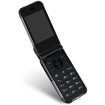 Case for Consumer Cellular Link II, Nakedcellphone [Black Vegan Leather] Form-Fit Cover with [Built-in Screen Protection] and [Metal Belt Clip] for Link 2 Flip Phone (Z2335CC)