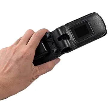 Case for Consumer Cellular Link II, Nakedcellphone [Black Vegan Leather] Form-Fit Cover with [Built-in Screen Protection] and [Metal Belt Clip] for Link 2 Flip Phone (Z2335CC)