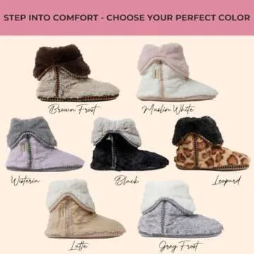 Dearfoams Women's Beth Furry Foldover Boot Slipper, Latte, 5-6