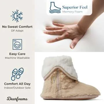 Dearfoams Women's Beth Furry Foldover Boot Slipper, Latte, 5-6
