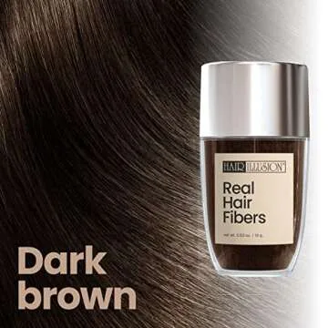 Hair Illusion Dark Brown Real Hair Fibers for Thinning Hair - 100% Natural Texture, Non Synthetic Ha...
