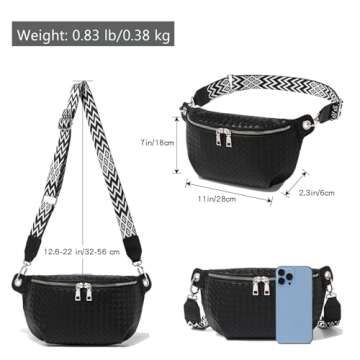 Small Crossbody Purses for Women Trendy - PU Leather Stylish Cross Body Bag Woven Chest Shoulder Bag Travel Crossbody Sling Bag Handbag with Adjustable Wide Guitar Strap - off white