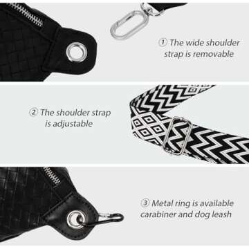 Small Crossbody Purses for Women Trendy - PU Leather Stylish Cross Body Bag Woven Chest Shoulder Bag Travel Crossbody Sling Bag Handbag with Adjustable Wide Guitar Strap - off white