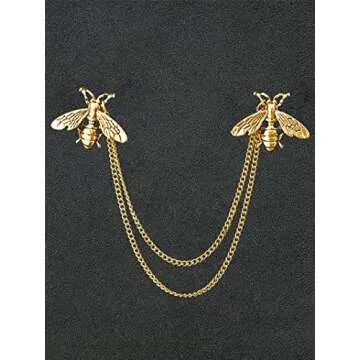 Brooches and Pins for Women Bee Chain Collar Pins for Sambas Safety Brooch Pins for Clothes Business Suit Collar Bar Pin Christmas Pins and Brooches Jewelry Gifts