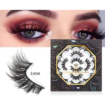 DYSILK Mink Lashes Fake Eyelashes - Wispy Lashes 7 Pairs Faux Mink Eyelashes 6D Lashes Natural Look Pestañas Postizas Wispy Eyelashes Fluffy Lashes Reusable Dramatic Lashes |002