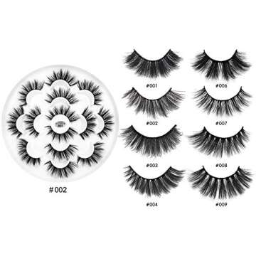 DYSILK Mink Lashes Fake Eyelashes - Wispy Lashes 7 Pairs Faux Mink Eyelashes 6D Lashes Natural Look Pestañas Postizas Wispy Eyelashes Fluffy Lashes Reusable Dramatic Lashes |002