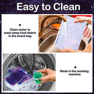 5 Reusable Snack Bags with Unique Galaxy Patterns