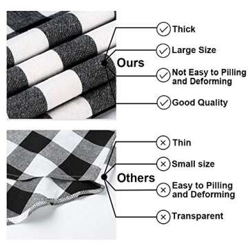 OurWarm 14 x 108 Inch Buffalo Check Table Runner Cotton Polyester Black and White Buffalo Plaid Table Runner for Family Dinner, Indoor Outdoor Parties, Farmhouse, Thanksgiving, Christmas & Gathering