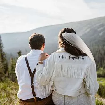 Personalized Cropped White Fringe Jean Jacket for Women