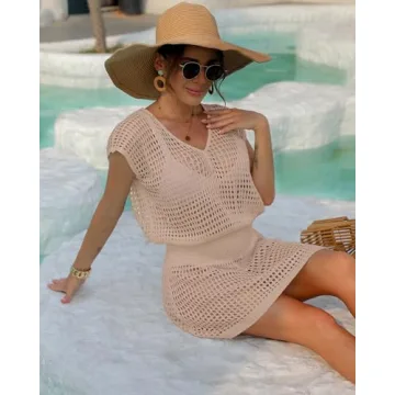 Bsubseach Women Beach Cover Up Tunic Dress Apricot