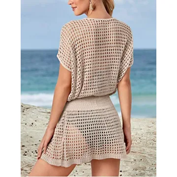 Bsubseach Women Beach Cover Up Tunic Dress Apricot