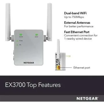 NETGEAR Wi-Fi Range Extender EX3700 for Extended Coverage