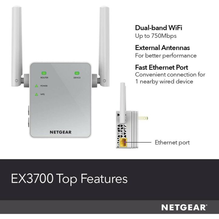 NETGEAR Wi-Fi Range Extender EX3700 for Extended Coverage
