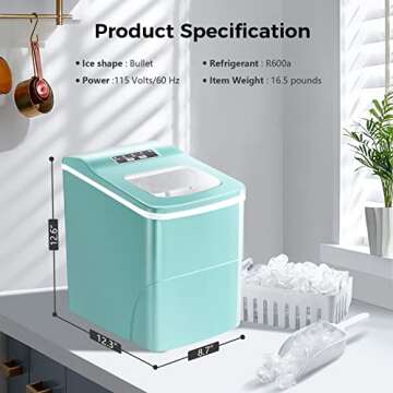 AGLUCKY Compact Ice Maker for Home Kitchen Bar 26lbs