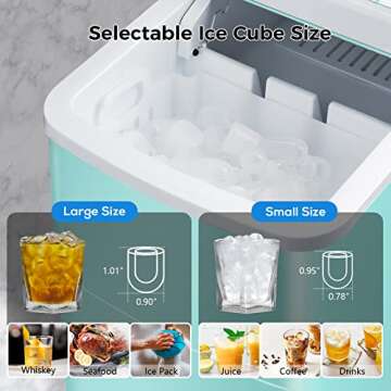 AGLUCKY Compact Ice Maker for Home Kitchen Bar 26lbs
