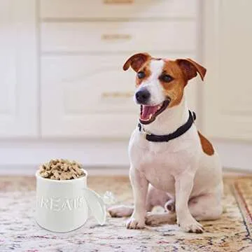 Kovot Ceramic Dog Treats Jar - Airtight Paw Handle