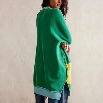Amiblvowa Oversized Colorblock Sweatshirt Dress for Women