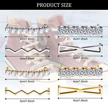16 Pieces Shoelace Charms for Sneakers Include 4 Pairs Gold and 4 Pairs Silver DIY Decorative Shoela...