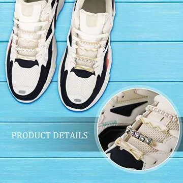 16 Pieces Shoelace Charms for Sneakers Include 4 Pairs Gold and 4 Pairs Silver DIY Decorative Shoelace Charms Faux Pearl Rhinestones Shoes Accessory for Sneakers Casual Shoes Women