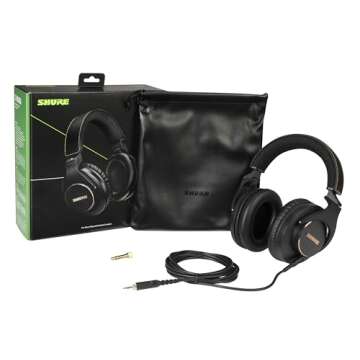 Shure SRH840A Over-Ear Wired Headphones for Critical Listening & Monitoring, Professional Headset, T...