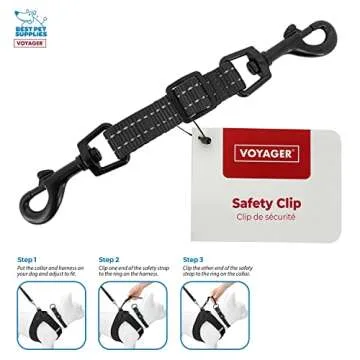 Best Pet Supplies Voyager Dog Collar Safety Clip with Dual Clasps, Collars and No Pull Harness Conne...
