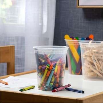 Soup Containers with Lids [48 Sets -32 oz.] Quart Plastic Deli Container - Deli Food Storage Containers with Airtight Lids for Freezer & Restaurant Takeout