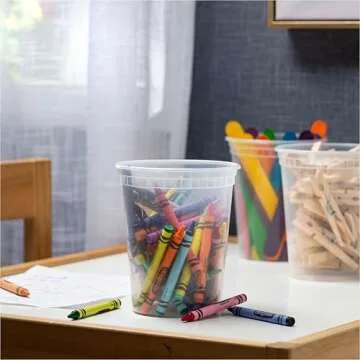 Soup Containers with Lids [48 Sets -32 oz.] Quart Plastic Deli Container - Deli Food Storage Containers with Airtight Lids for Freezer & Restaurant Takeout