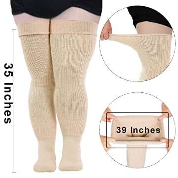 Plus Size Womens Thigh High Socks for Thick Thighs- Extra Long & Thick Over the Knee Stockings- Leg ...