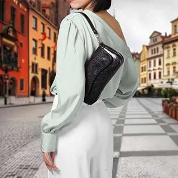 YDSIII Black Shoulder Bag Retro Classic Soft Skin Tote Handbag Top Bags with Zipper Closure for Women Clutch Handbag