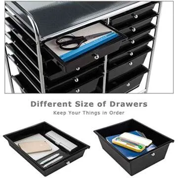 Giantex 12 Drawer Rolling Storage Cart Tools Scrapbook Paper Office School Organizer (Black)