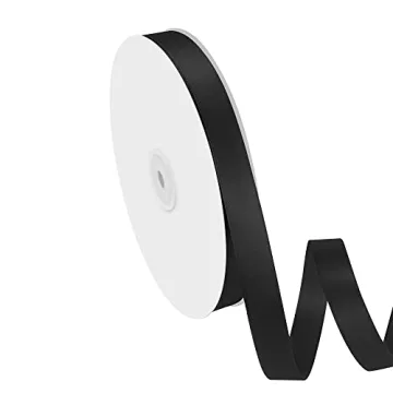 Isaspire 5/8" Width x 100 Yards Satin Ribbon, Black Ribbon Perfect for DIY Craft, Bows, Gift Wrappin...