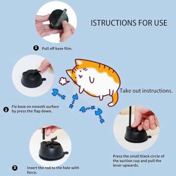 Cat Toy Wand Auto Interactive Toys for Indoor Cat 6 in 1 Hands-Free Natural Bird Feather Ball Toys, Suction Cup Pet Dancing Playing Toy