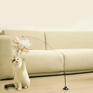 Interactive Cat Feather Toy with Strong Suction for Cats