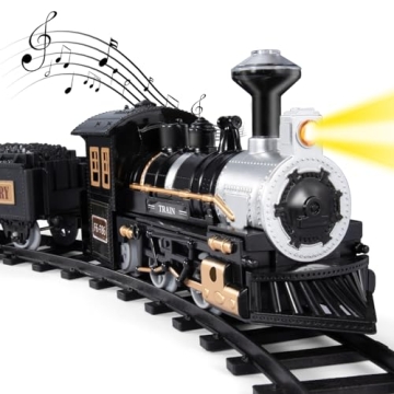 iHaHa Electric Train Set for Kids, Battery-Powered Toy with Locomotive Engine, 3 Cars and 10 Tracks ...