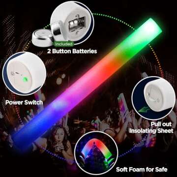 156Pcs Foam Glow Sticks Bulk,Bietrun Light Sticks for Parties Ultra Durable,LED Light up Foam Sticks with 3 Modes Colorful Flashing,Glow Wands Party Favor for Wedding Dance Props,Reception,Concert,Kid