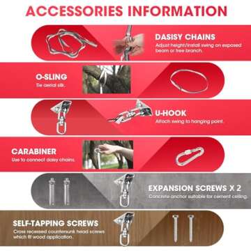 Therapy Swing for Kids with Special Needs (Hardware Included) Snuggle Swing Cuddle Hammock Indoor Adjustable Aerial Yoga for Children with Autism, ADHD, Aspergers, Sensory Integration (Red)