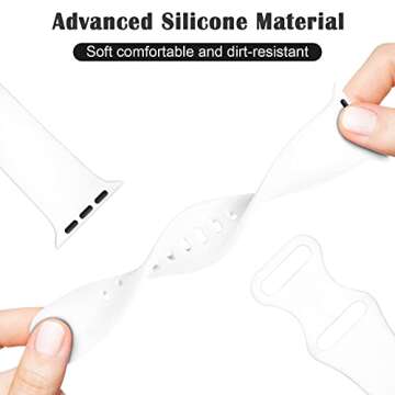 TreasureMax Sport Band Compatible with Apple Watch Bands 38mm 40mm 41mm 42mm 44mm 45mm 46mm 49mm Whi...