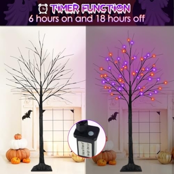 6FT Lighted Black Halloween Tree with LED Lights