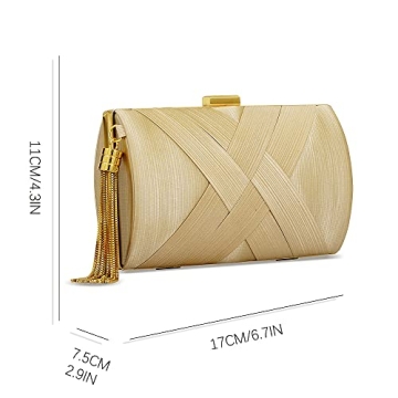 Elegant Beige Evening Clutch Bag with Tassel