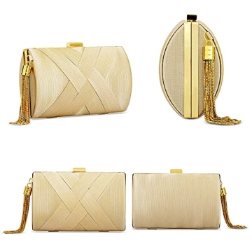 Elegant Beige Evening Clutch Bag with Tassel