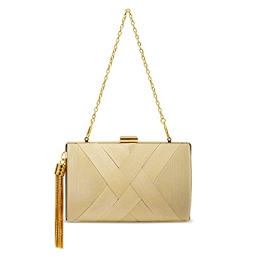 Elegant Beige Evening Clutch Bag with Tassel