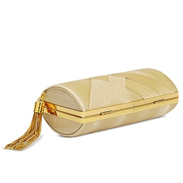 Elegant Beige Evening Clutch Bag with Tassel