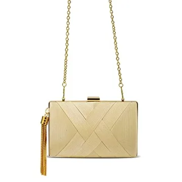 Elegant Beige Evening Clutch Bag with Tassel