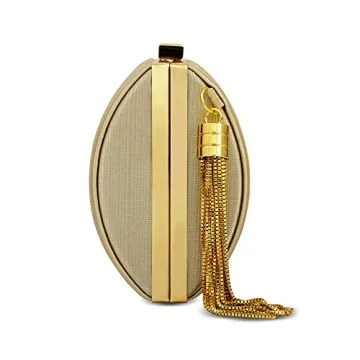 Elegant Beige Evening Clutch Bag with Tassel