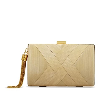 Elegant Beige Evening Clutch Bag with Tassel