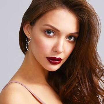 Handmade 925 Sterling Silver Spiral Threader Earrings Hypoallergenic Twisted Curved Drop Dangle Earr...